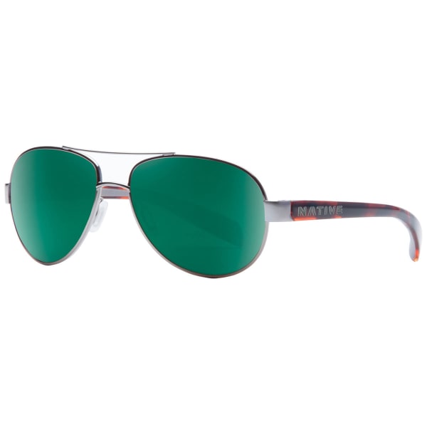 NATIVE EYEWEAR Haskill Sunglasses, Maple Tort/Green Reflex