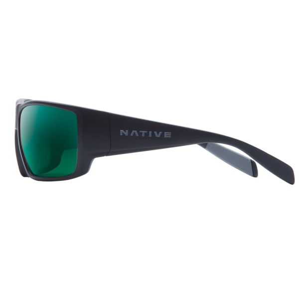 NATIVE EYEWEAR Sightcaster Sunglasses, Matte Black/Green Reflex