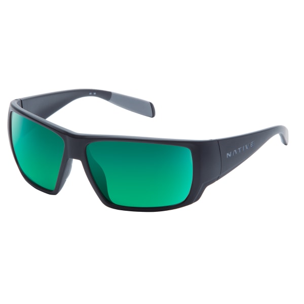 NATIVE EYEWEAR Sightcaster Sunglasses, Matte Black/Green Reflex