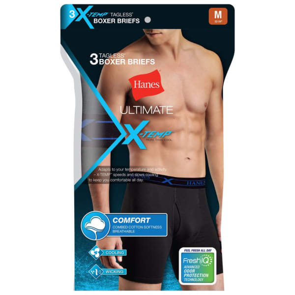 HANES Men's Ultimate X-Temp Boxer Briefs, 3-Pack