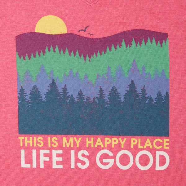 LIFE IS GOOD Women's Happy Place Trees Cool Vee Tee