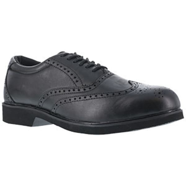 ROCKPORT WORKS Men's Dressports Dress Leather Wing Tip Steel Toe Shoes, Black