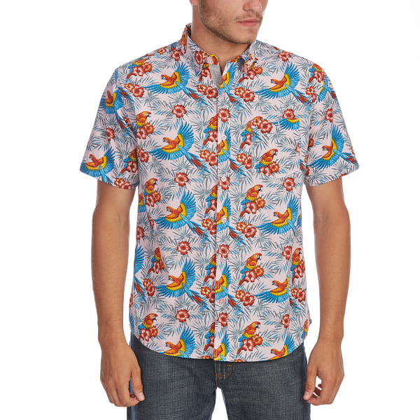 ARTISTRY IN MOTION Guys' Parrot Print Woven Short-Sleeve Shirt