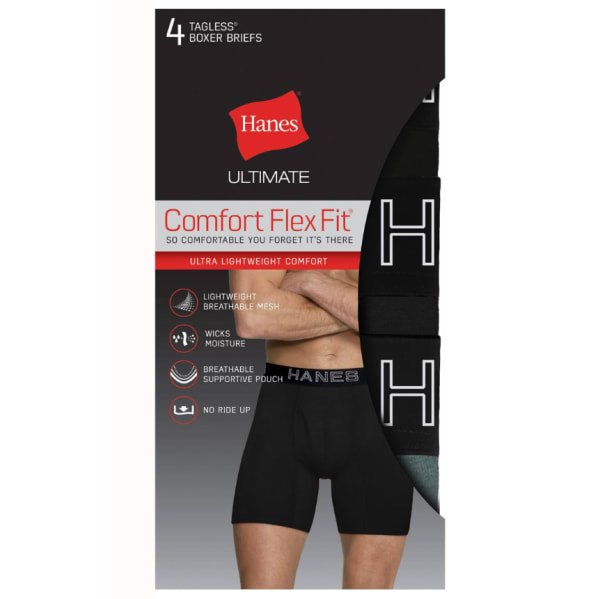 HANES Men's Ultimate Comfort Flex Fit Ultra-Lightweight Breathable Mesh  Boxer Briefs, 4-Pack