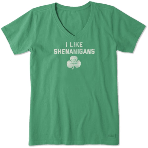 LIFE IS GOOD Women's I Like Shenanigans Short-Sleeve V-Neck Tee