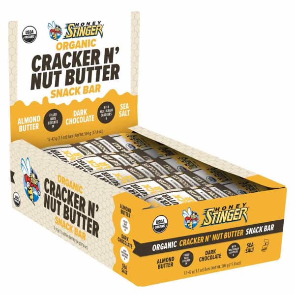 HONEY STINGER Crack N' Nut Butter Snack Bars, Almond Butter & Dark Chocolate, 12-Pack