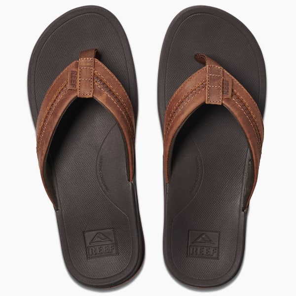 REEF Men's Leather Ortho Bounce Coast Flip Flops