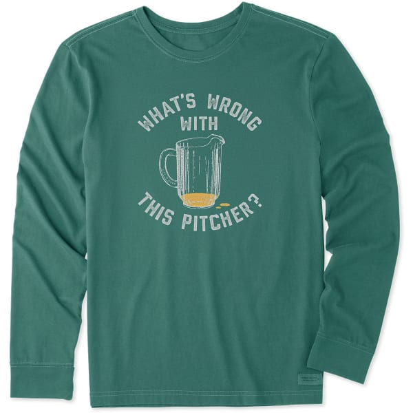 LIFE IS GOOD Men's Wrong With This Pitcher Long-Sleeve Crusher Tee