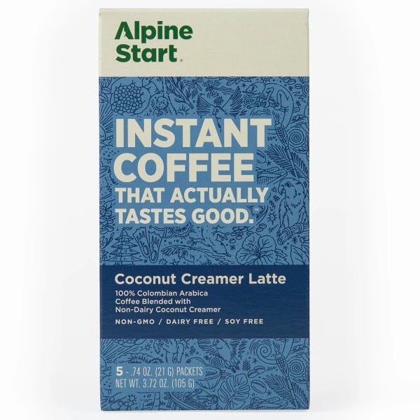 ALPINE START Instant Coffee, Non-Dairy Coconut Creamer Latte