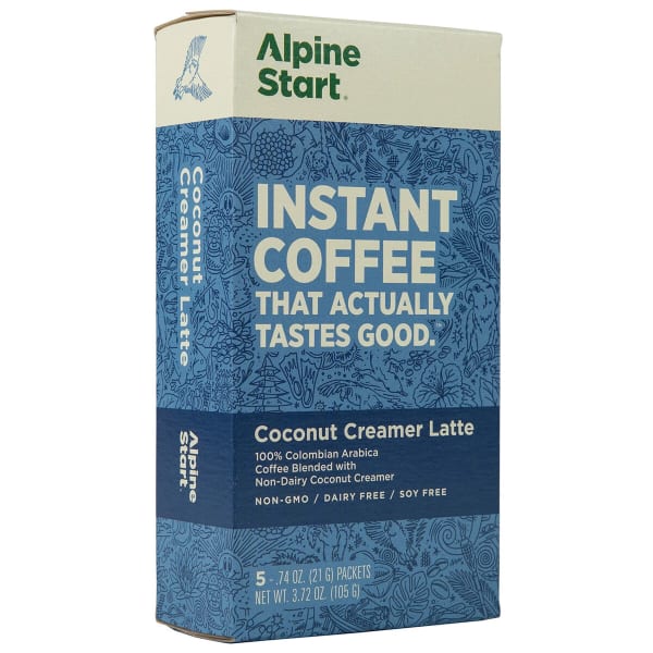 ALPINE START Instant Coffee, Non-Dairy Coconut Creamer Latte