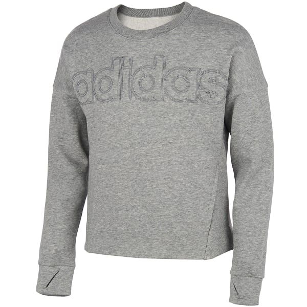 ADIDAS Girls' Linear Logo Crew Neck Sweatshirt