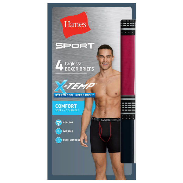 HANES Men's Sport X-Temp Boxer Briefs, 4 Pack - Eastern Mountain Sports