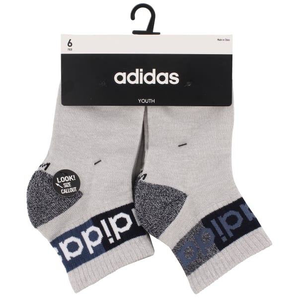 ADIDAS Kids' Blocked Linear 2.0 Quarter Socks, 6 Pack