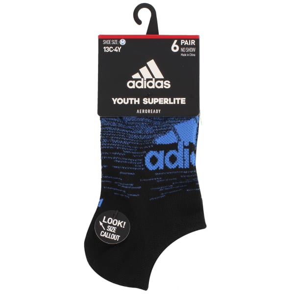 ADIDAS Boys' No Show Socks, 6 Pairs