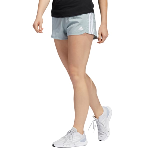 Adidas Women's Pacer 3 Stripe Woven Polyester Gym Shorts (Grey, L