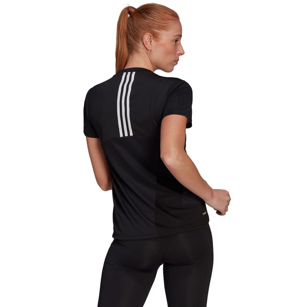 ADIDAS Women's Aeroready D2M 3-Stripe Short-Sleeve Tee