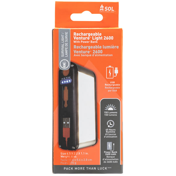 SOL Venture Light 2600 Recharge w/ Power Bank