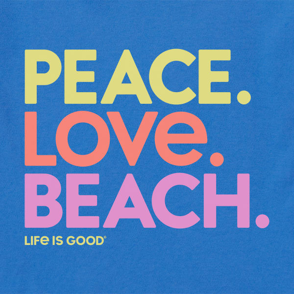 LIFE IS GOOD Women's Peace Love Beach Crusher Short Sleeve V-Neck Graphic Tee