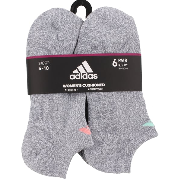 ADIDAS Women's Athletic Cushioned No Show Socks, 6 Pack