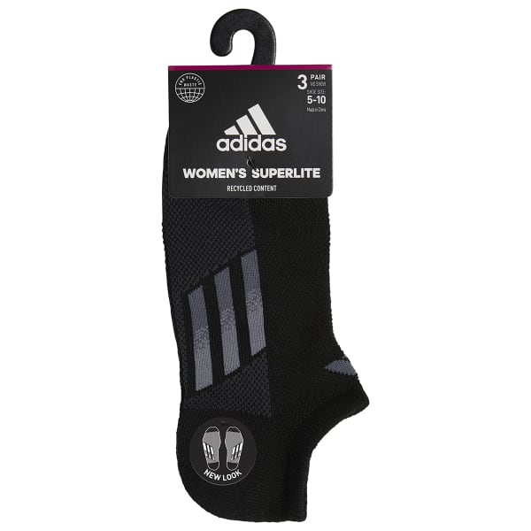 ADIDAS Women's Superlite 3-Stripe No Show Socks, 3 Pack