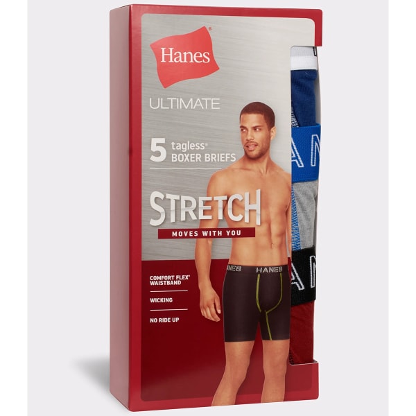 HANES Men's Ultimate Stretch Boxer Briefs, 5-Pack