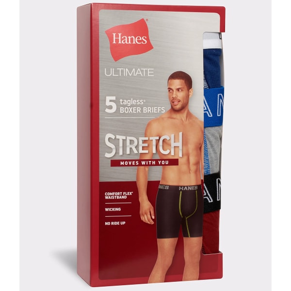 HANES Ultimate Men's Stretch Boxer Brief, 5-Pack Extended Size