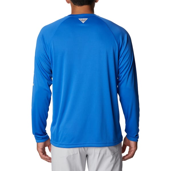 Columbia Men's PFG Terminal Tackle Long Sleeve Fishing Tee Shirt - L - Vivid Blue/Cool Grey Logo