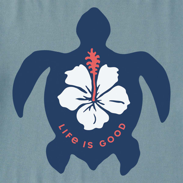 LIFE IS GOOD Women's Hibiscus Turtle Short-Sleeve Crusher-Lite Vee