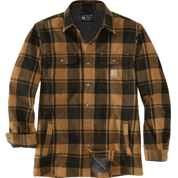 CARHARTT Men's Relaxed Fit Flannel Sherpa-Lined Jacket