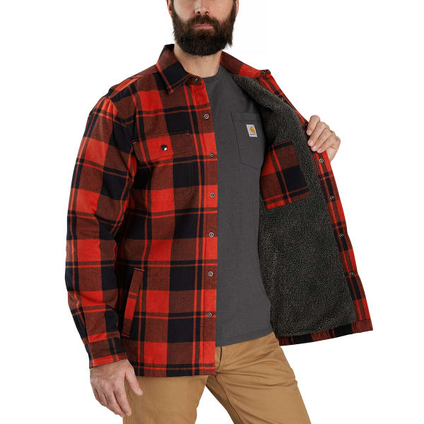 CARHARTT Men's Relaxed Fit Flannel Sherpa-Lined Jacket