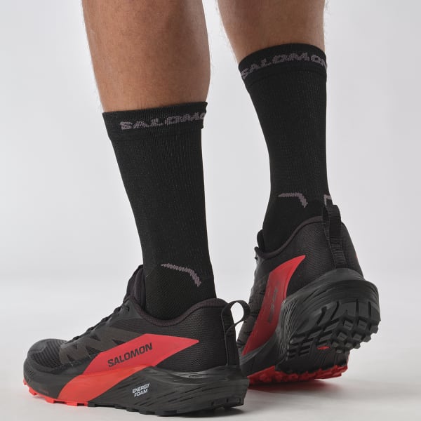 SALOMON-SENSE RIDE 5 BLACK/FIERY RED/BLACK - Trail running shoes