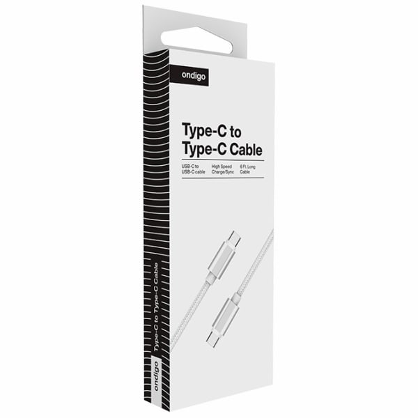 ONDIGO USB Type C to Type C Fast Charge & Data 6' Braided Armor Cable