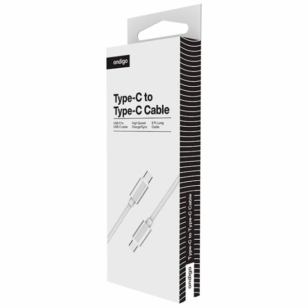 ONDIGO USB Type C to Type C Fast Charge & Data 6' Braided Armor Cable