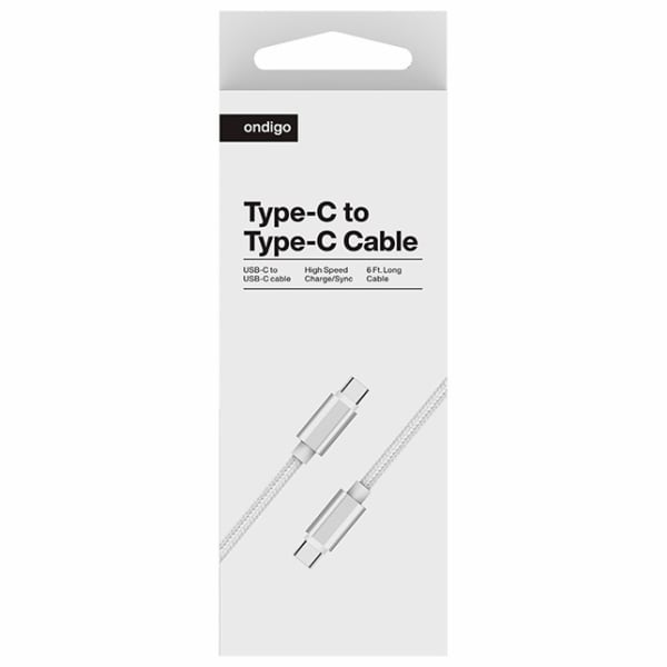 ONDIGO USB Type C to Type C Fast Charge & Data 6' Braided Armor Cable