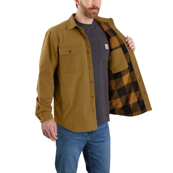 CARHARTT Men's 105419 Rugged Flex Relaxed Fit Canvas Fleece-Lined Shirt Jacket, Extended Sizes