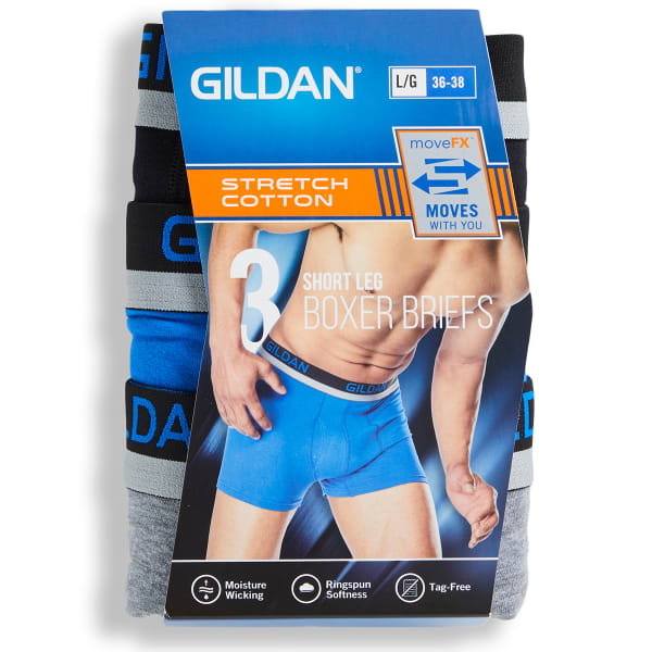 GILDAN Men's Stretch Cotton Boxer Briefs, 3 Pack