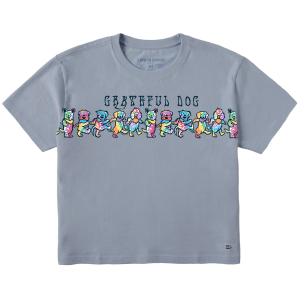 LIFE IS GOOD Women's Tie Dye Grateful Dogs Boxy Crusher Short-Sleeve Tee