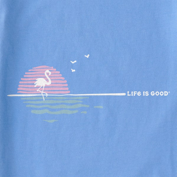 LIFE IS GOOD Women's Linear Flamingo Vista Short-Sleeve Crusher Vee