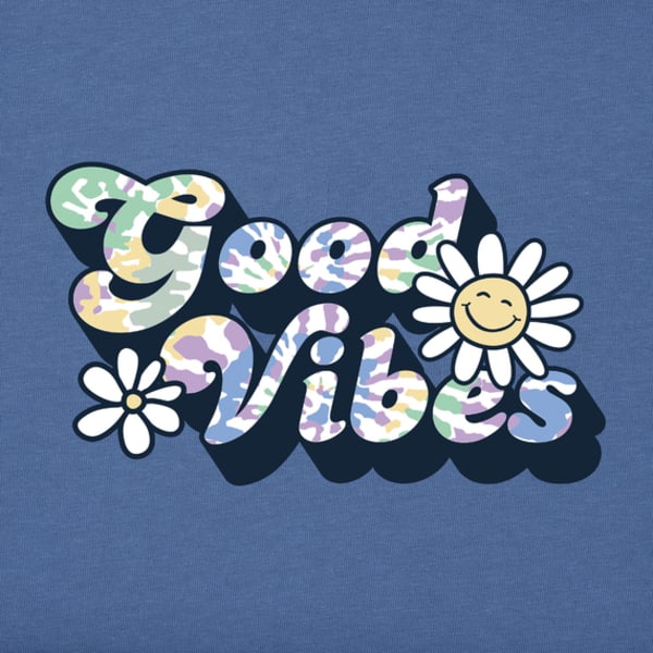 LIFE IS GOOD Women's Tie Dye Groovy Good Vibes Long-Sleeve Crusher Tee