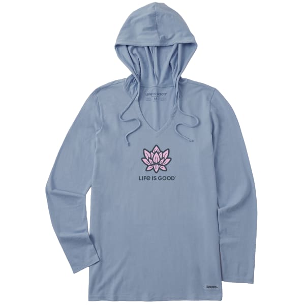 LIFE IS GOOD Women's Lotus Long-Sleeve Crusher-LITE Hooded Tee