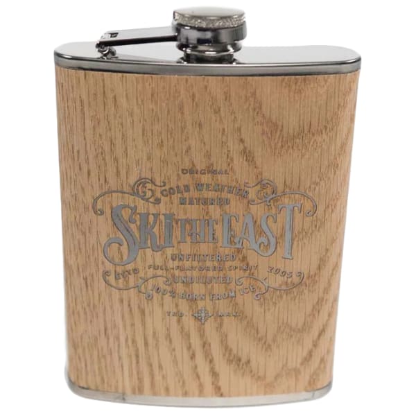 SKI THE EAST Barrel Proof Wood Wrapped Flask