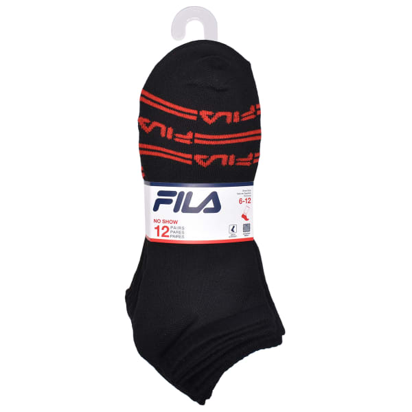 FILA Men's No Show Socks - 12 Assorted Pairs