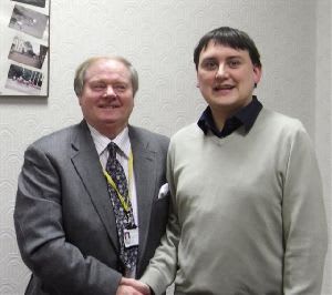paul_gregory Paul Gregory being congratulated on his selection by the Leader of the Liberal Democrats Group, Councillor Norman Owen.
