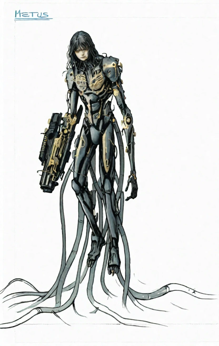 "A dirty black cyberpunk marble statue with golden circuit running through against hyperdetailed like a superhero comic character . HR GIGER INSPIRED The statue depicts --niji 6 --s 200