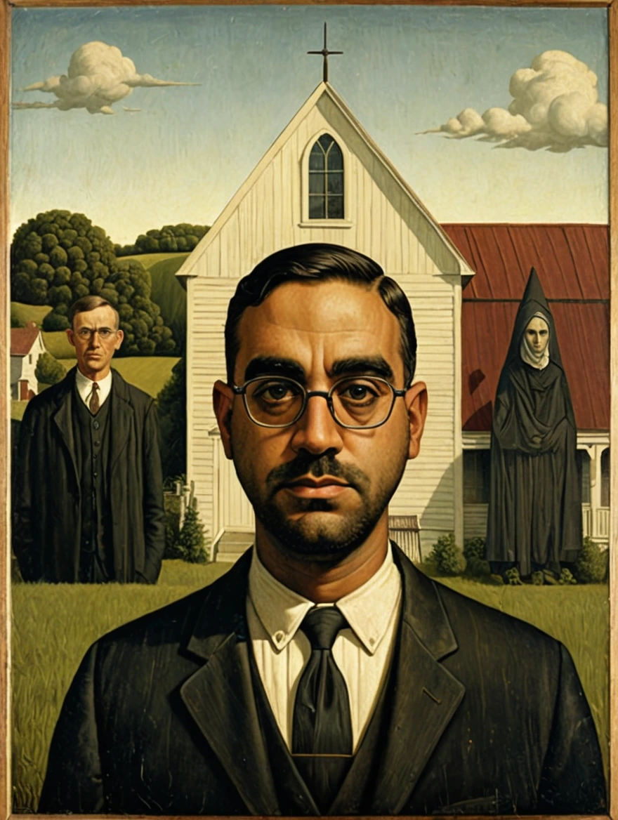 male in American Gothic by Grant Wood