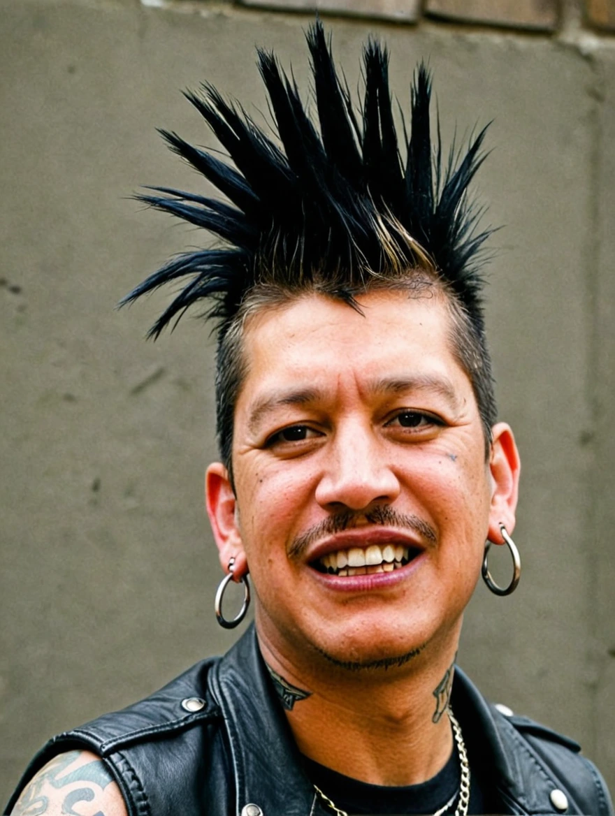 A male punk rocker with tattoos & a mohawk