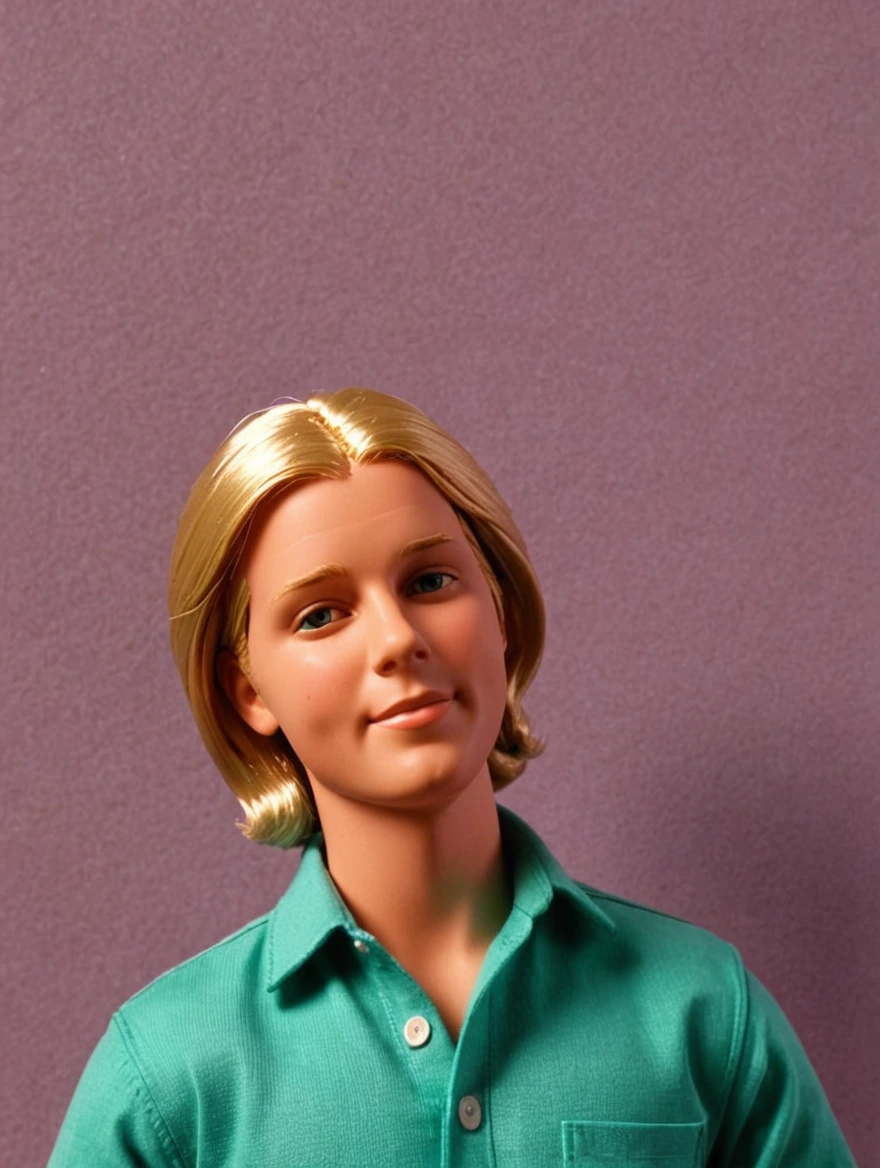 classic Ken doll, solid color background