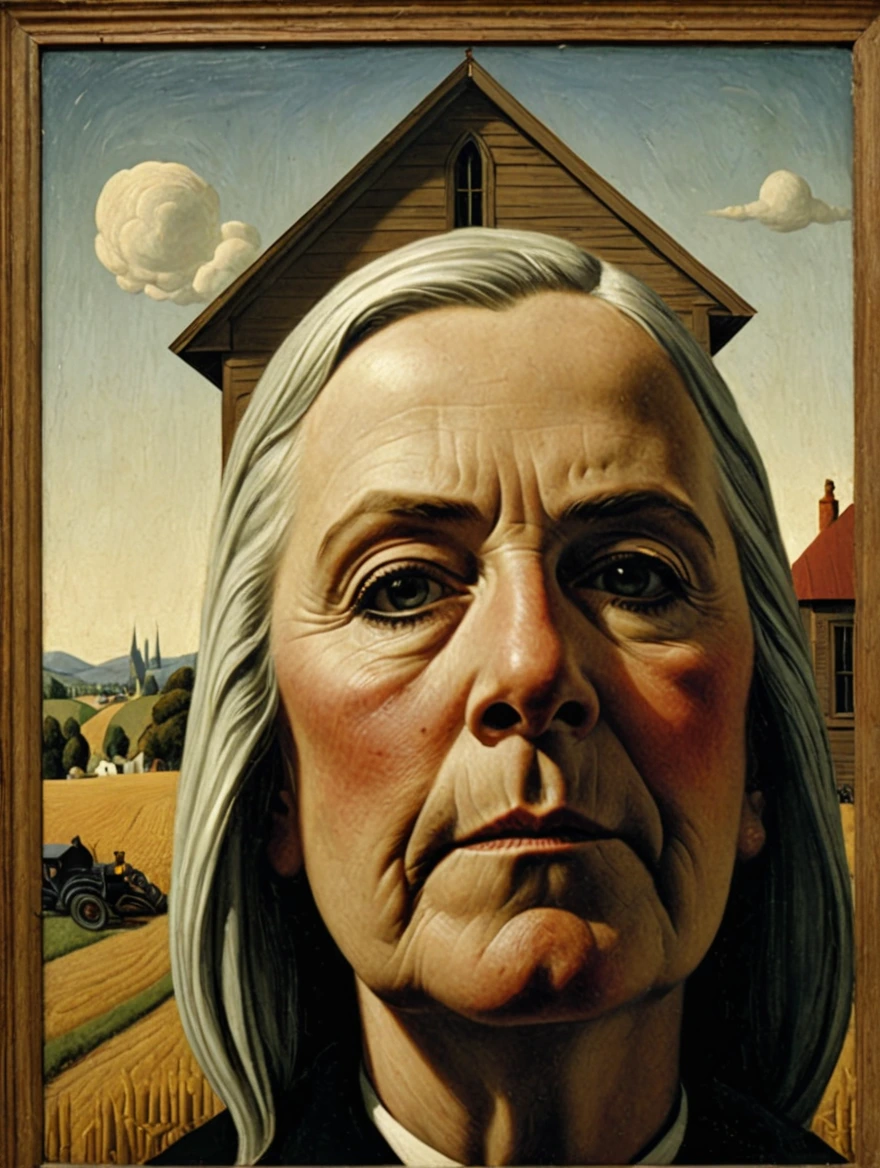 female in American Gothic by Grant Wood