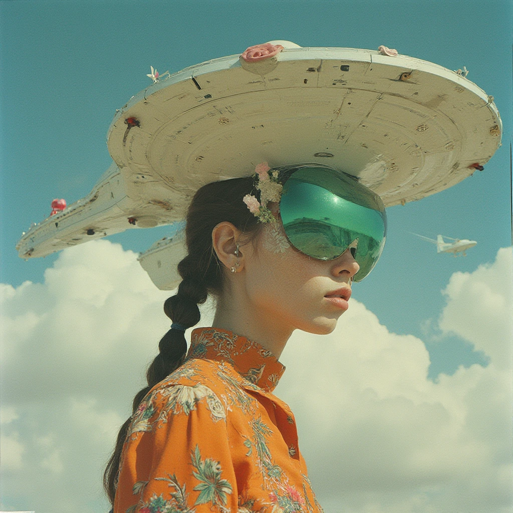 portrait shot of the starship USS Enterprise , Surreal Fashion lomochrome by Maurizio Cattelan, Asger Carlsen, minimalist collages, colorful realism, art nouveau inspiration, puffy shapes, otherworldly visions, precarious balance, baseline, doppler shift