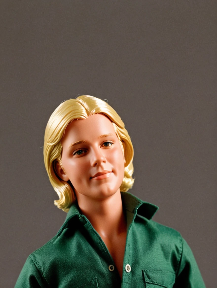 classic Ken doll, solid color background